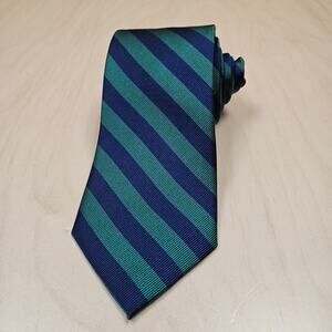 Club Room 100% Silk Repp Tie Office Executive School Church Blue Green
